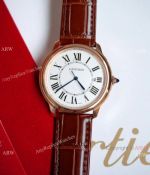 Best Replica Cartier Ronde Must 40mm watch Rose Gold  Brown Leather Strap